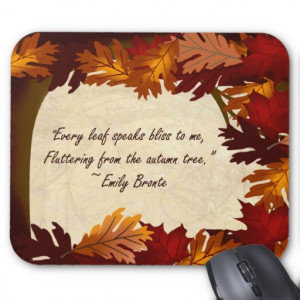 Autumn Colors Tree Leaves Bronte Quote Mousepad