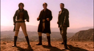 firefly gif of zoe, mal and jayne by a cliff. Serenity zooms up ...