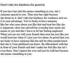 Don't take her kindness for granted - Relationship Rules