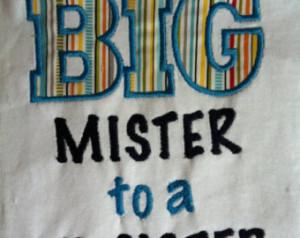 Big Mister to a Lil Sister Brother, Big Bro, Lil Sis Sibling, Applique ...