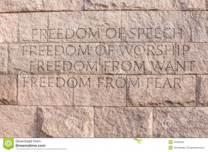 ... freedom at memorial monument to President Franklin Delano Roosevelt in