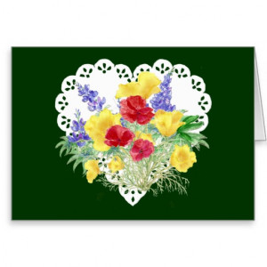 Sister Birthday Flower Quote, Poppy, Lupins Garden Greeting Card
