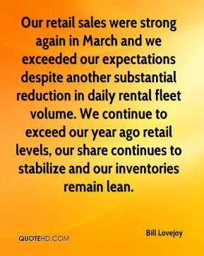 Bill Lovejoy - Our retail sales were strong again in March and we ...