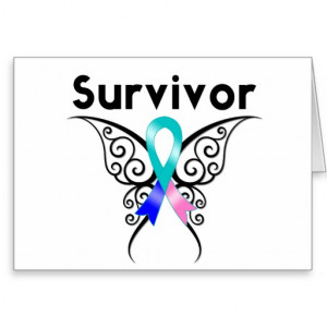 Thyroid Cancer Survivor Tribal Butterfly Cards