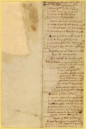 James Madison, Notes for a speech introducing the Bill of Rights ...