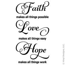 FAITH LOVE HOPE QUOTE VINYL WALL DECAL STICKER ART-WORDS HOME DECOR ...