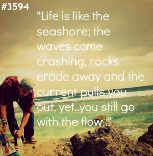 Life is like the seashore; the waves come crashing, rocks erode away ...