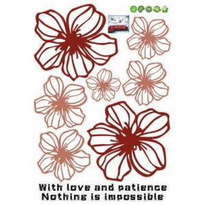 Black Outline Of Flowers Quote Red