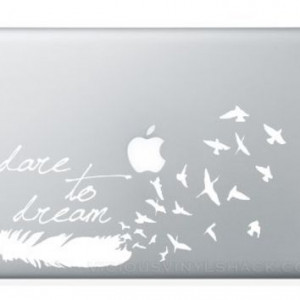 WHITE Dare to Dream Feather Turning into a Flock of Birds Quote Vinyl ...
