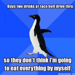 Buys two drinks at taco bell drive thru,