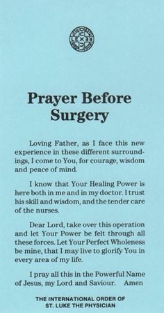 prayer before surgery more surgery prayer