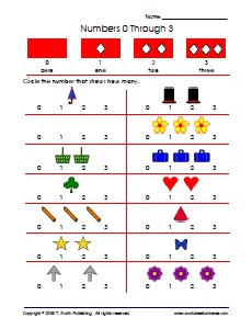 Preschool Worksheets Counting 0 to 3