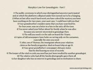 Murphy's Law for Genealogists - Part I