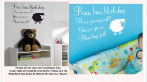 Details about BAA BAA BLACK SHEEP Nursery rhyme wall sticker quote ...
