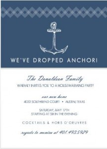 Navy Nautical Anchor Housewarming party ideas Invitation