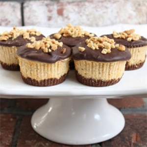 Mini Chocolate Peanut Butter Cheesecakes