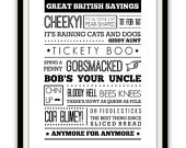 ... DIGITAL DOWNLOAD . . . Great British Sayings . Modern Typograp