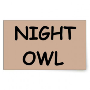 NIGHT OWL PERSONALITY SAYINGS RECTANGULAR STICKER