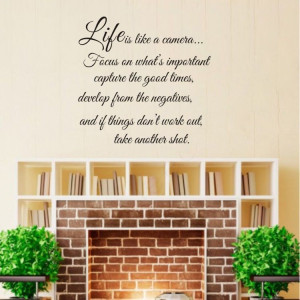 new black color Life Is Like A Camera Vinyl Wall Sticker Quote Sayings ...