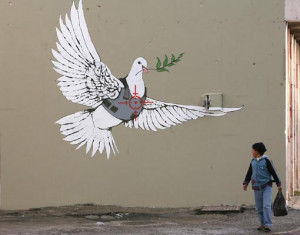 One of six new images painted by British street artist Banksy as part ...