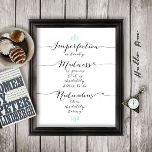 Imperfection is beauty inspirational quote Wall quote by HelloAm, $5 ...