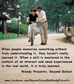 quote about learning by Wendy Priesnitz