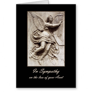 In Sympathy - Loss of Aunt - Angel with Harp Greeting Cards