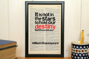 Shakespeare - It is not in the stars - quote on framed vintage book ...