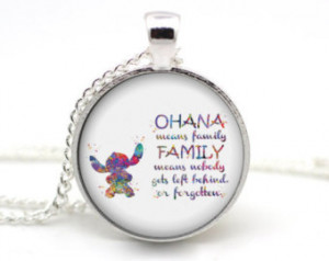 ... Necklace, Stitch quote 'Ohana means family', Disney Necklace, Disney