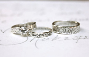 white topaz engagement and wedding ring set . set of three matching ...