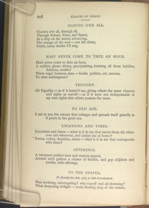 page from Leaves of Grass, courtesy of the Walt Whitman Archive ...