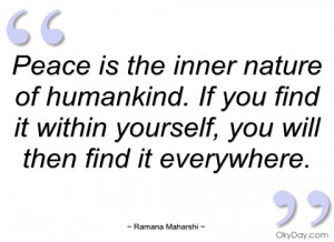 peace is the inner nature of humankind ramana maharshi