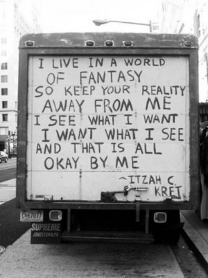 live in a world of fantasy. so keep your reality away from me. i see ...
