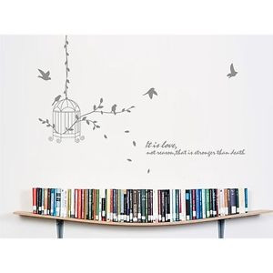 Details about Hanging Bird Cage Silhouette Quote Removable Wall ...