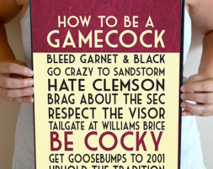 Gamecocks Art Print, How to Be a Gamecock, USC Gamecocks Quote ...