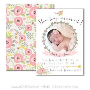 ... announcements whimsical baby girl floral birth announcement ashley