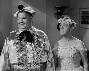 Oliver Hardy and Stan Laurel, respectively