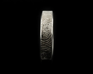 Beveled Fingerprint Ring - Sterling Silver Engraving Wedding Band ...