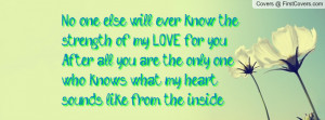 quote no one else will ever know the strength of my love for you