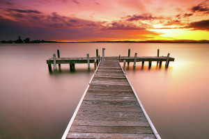 Pier In Lake Macquarie At Sunset, Australia Photograph