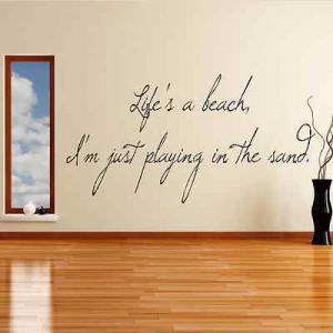 Life's A Beach Quote Seaside Sunshine Holiday Sand Wall Sticker Design ...