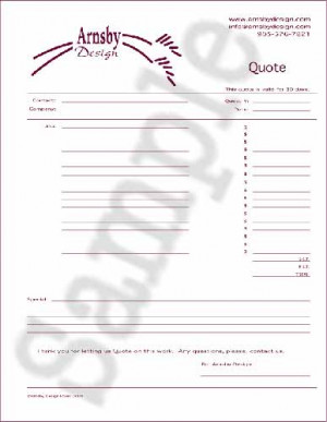 Sample of a Quote form. Efficient, clean, simple, and attractive.