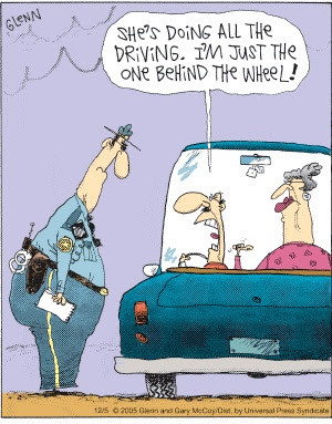 Funny Back-seat Driver Wife Cartoon Picture Joke - She's doing all the ...
