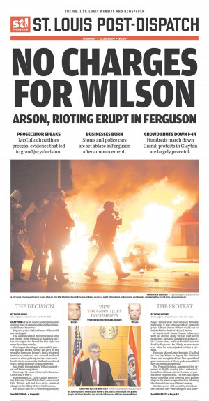 ... How US Newspaper Front Pages Are Covering Ferguson, Missouri, Today