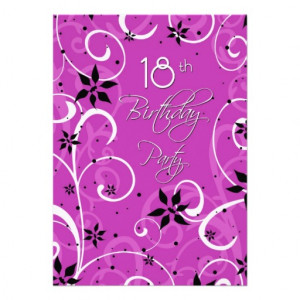 Pink Black 18th Birthday Party Invitation Card - Zazzle.com.au