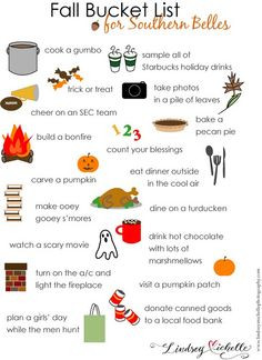 Fall Bucket List for Southern Belles. Too cute!!