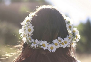 chain, daisy, flowers, girl, head band, wild child