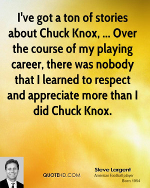 ve got a ton of stories about Chuck Knox Over the course of my