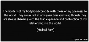 borders of my bodyhood coincide with those of my openness to the world ...
