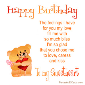 Happy b-day card with cute sweetheart teddies in loving embrace with ...